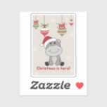 Adesivo Hippo Merry Christmas Winter Animals Hippos Sticke<br><div class="desc">The hippo to softness with fair lights. Funny animals with gifts and snow to the holidays. Also funny for Christmas in July. Hippos are sweet animals and perfect for Christmas.</div>
