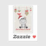 Adesivo Hippo Merry Christmas Winter Animals Hippos Sticke<br><div class="desc">The hippo to softness with fair lights. Funny animals with gifts and snow to the holidays. Also funny for Christmas in July. Hippos are sweet animals and perfect for Christmas.</div>