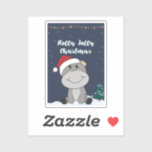 Adesivo Hippo Merry Christmas Winter Animals Hippos Sticke<br><div class="desc">The hippo to softness with fair lights. Funny animals with gifts and snow to the holidays. Also funny for Christmas in July. Hippos are sweet animals and perfect for Christmas.</div>