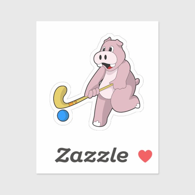 Adesivo Hippo no Hockey com taco de Hóquei (Folha)