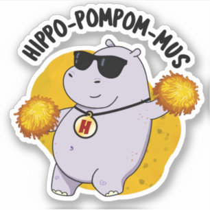 Adesivo Hippo-pompom-mus Funny Animal Hippo Pun