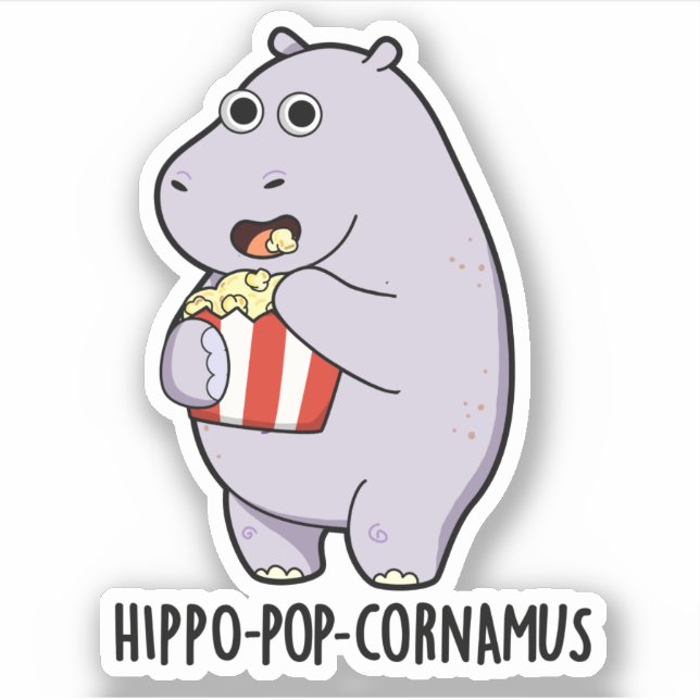 Adesivo Hippo-pop-cornamus Funny Hippo Pun (Frente)