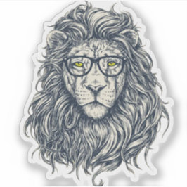 Adesivo Hipster Lion with Glasses Sticker | Cool Geek King