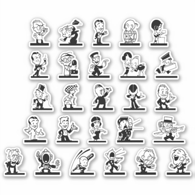Adesivo Histórias em quadrinhos retro preto e branco (Frente)