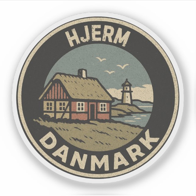 Adesivo Hjerm, Dinamarca Danmark (Frente)