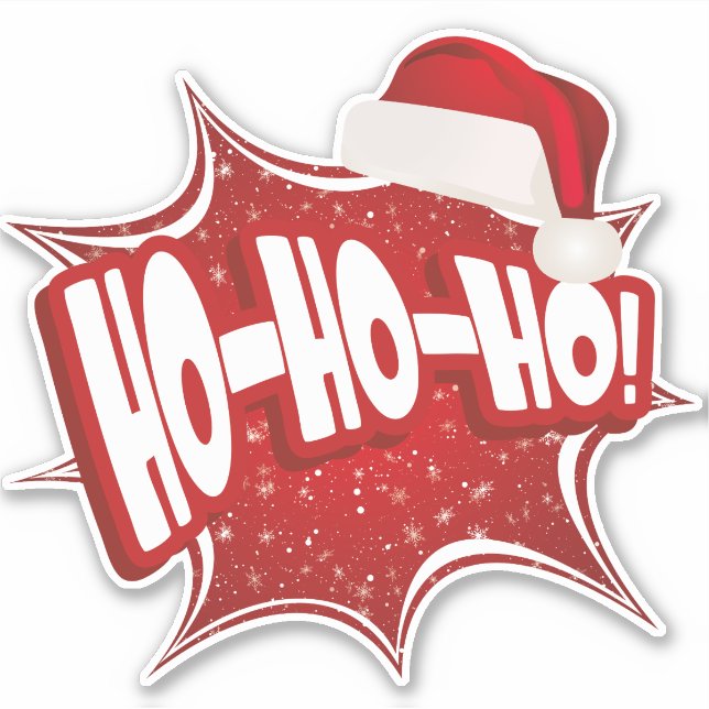 Adesivo Ho Ho Ho | Chapéu de Natal Moderno (Frente)