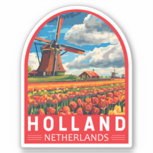 Adesivo Holland Netherlands Viagem Art Vintage