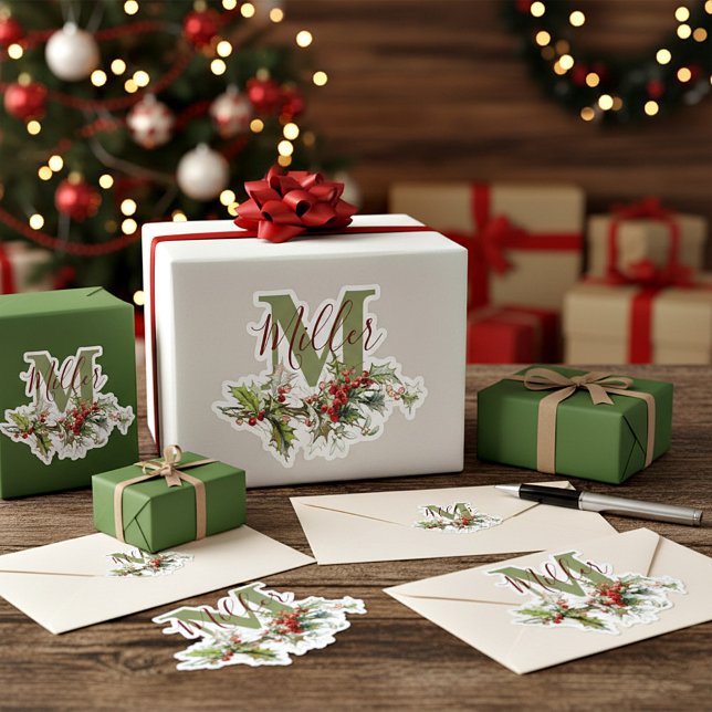 Adesivo Holly e bagas personalizadas (Criador carregado)