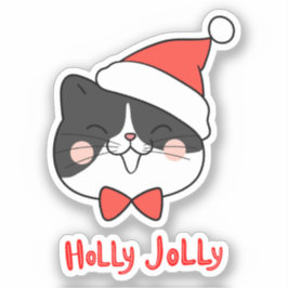 Adesivo Holly Jolly Cute Kawaii Papais noeis Cat Natal