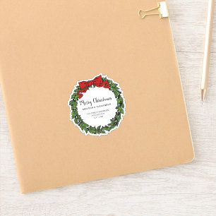 Adesivo Holly Wreath Branch Merry Envelope de Natal