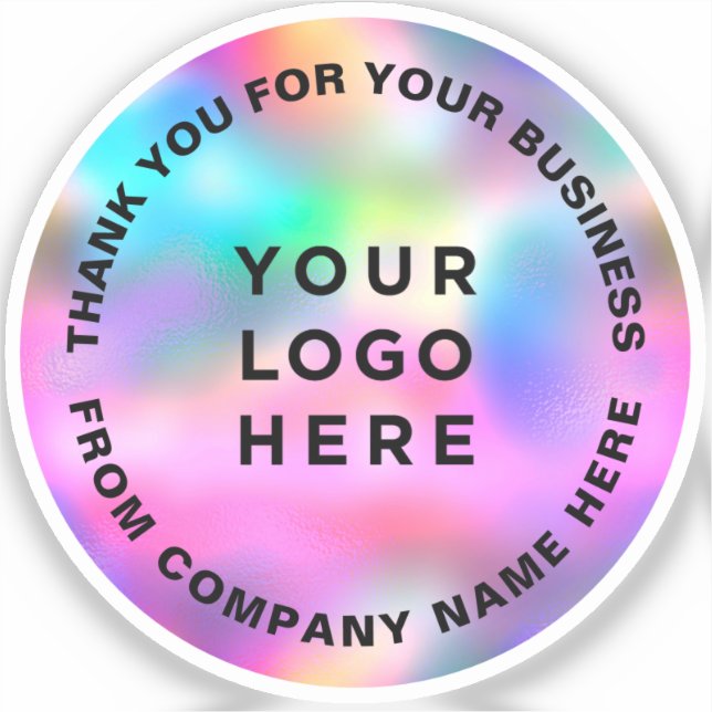 Adesivo Holographic Cute Thank You Business Logo Vinyl (Frente)