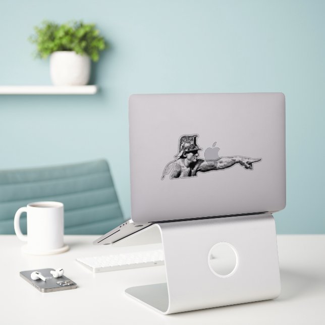 Adesivo Homem apontando dedo (Laptop na mesa)