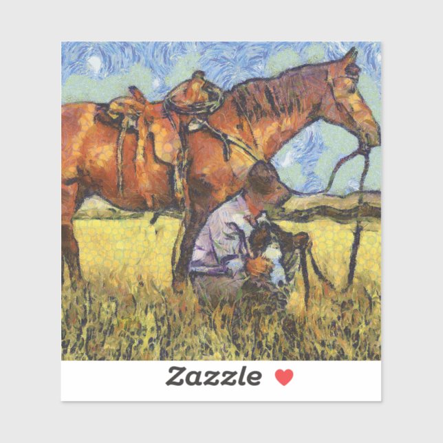 Adesivo Homem, cavalo e cão (Folha)