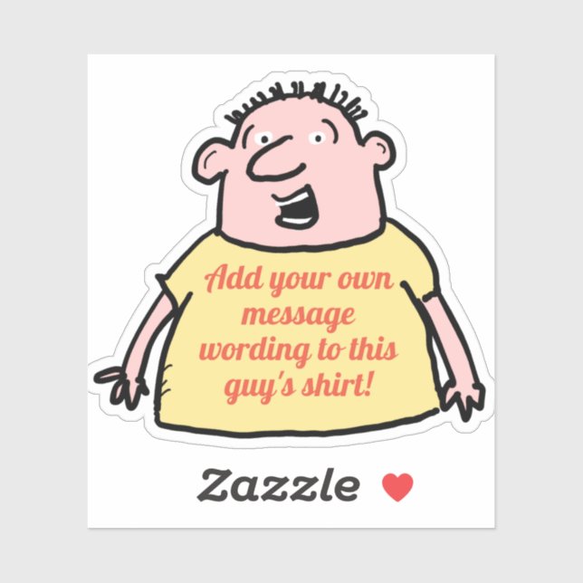 Adesivo Homem de Cartoon Louco com Slogan de t-shirt num (Folha)