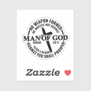Adesivo Homem de Deus, Nenhuma Arma Formada Contra Mim Irá