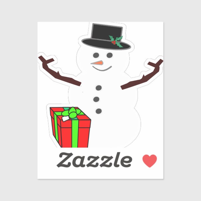 Adesivo Homem de Neve Clássico com presentes (Folha)