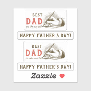 Adesivo Homem do melhor Pai segurando uma fonte caneta Vin