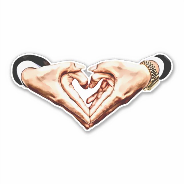 Adesivo Homem mulheres casais mãos em forma de coração ama (Frente)