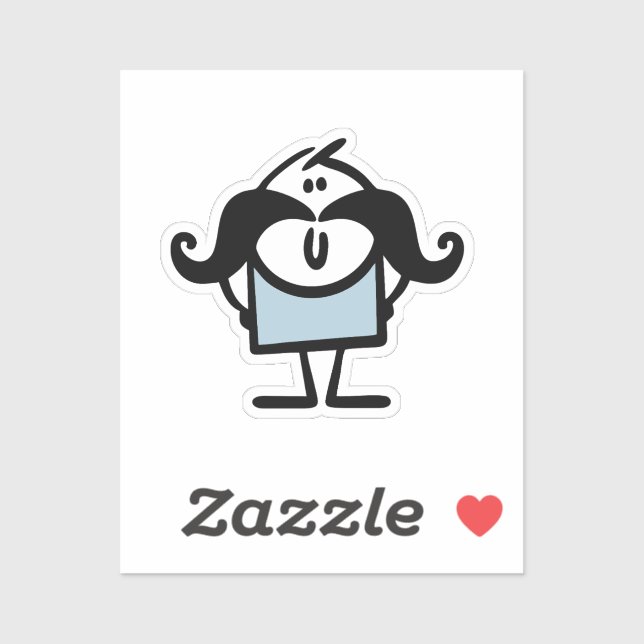 Adesivo Homem-palito engraçado com bigode (Folha)