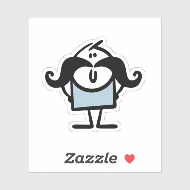 Adesivo Homem-palito engraçado com bigode (Folha)