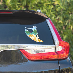 Adesivo Homem Surfista da Praia Tropical Esportes Oceânico