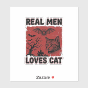Adesivo Homens de Verdade Amam Camiseta Vintage de Gato de