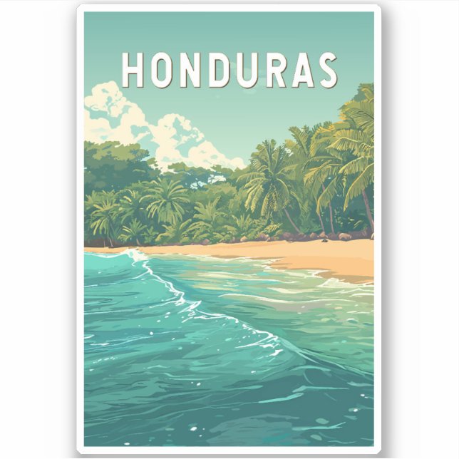 Adesivo Honduras Illustration Travel Art Vintage (Frente)