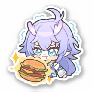 Adesivo Honkai Star Rail Chibi Bailu Burger Sticker