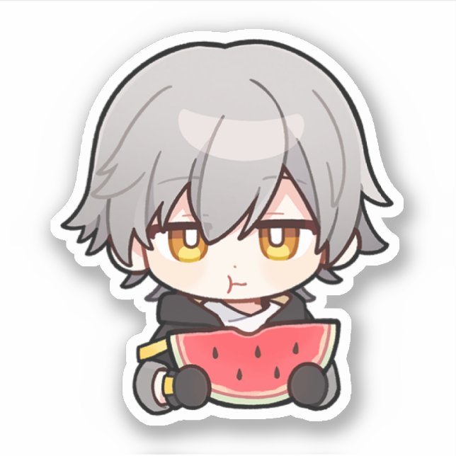 Adesivo Honkai Star Rail Chibi Caelus Watermelon Sticker (Frente)