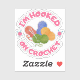 Adesivo Hooked on Crochet Colorful Yarn Art