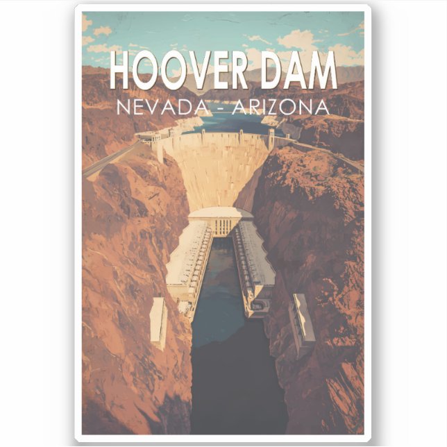 Adesivo Hoover Dam Viagem Art Vintage (Frente)
