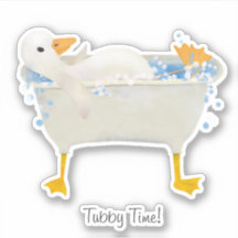 Hora de banho! Pato relaxando em uma banheira com