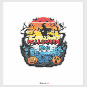 Adesivo Hora do Halloween Bruxas Abóboras Morcegos Pôr do 