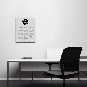 Adesivo Horário de Abertura Personalizável De Logotipo E