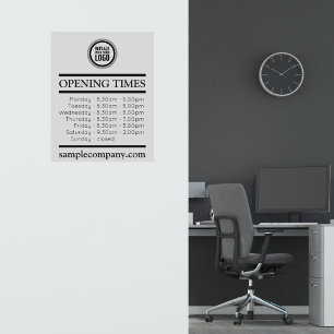 Adesivo Horário de Abertura Personalizável De Logotipo E