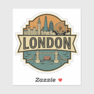 Adesivo Horizonte de Londres UK Selo de Viagem Vintage