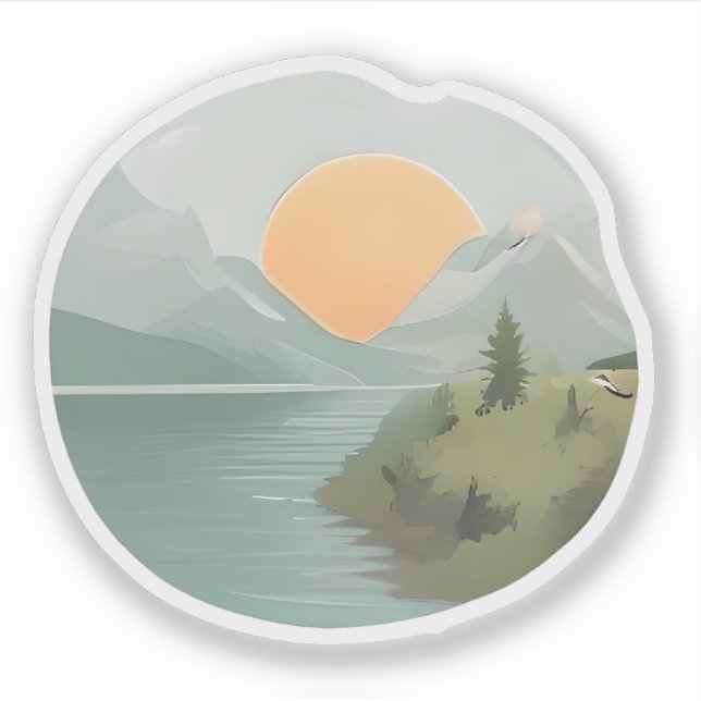Adesivo Horizonte-ouro: Sol por perto do lago (Frente)