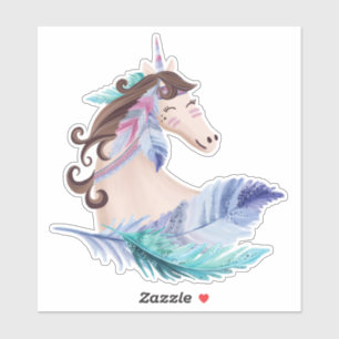Adesivo Horse e Penas de Cores Selvagens Tribais