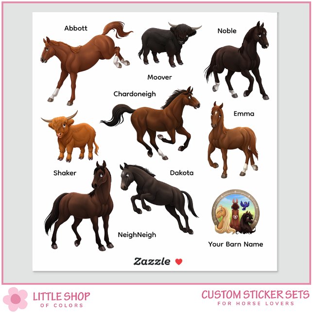 Adesivo Horses Highland Cows Farm Custom-Cut Vinyl Sticker (Criador carregado)