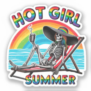 Adesivo Hot Girl Summer Skeleton Retro Beach Design