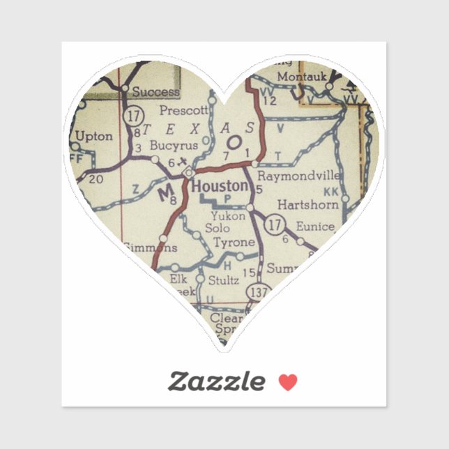 Adesivo Houston Missouri Vintage Map (Folha)