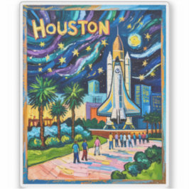 Adesivo Houston Skyline Space Center Rocket Van Gogh Kids