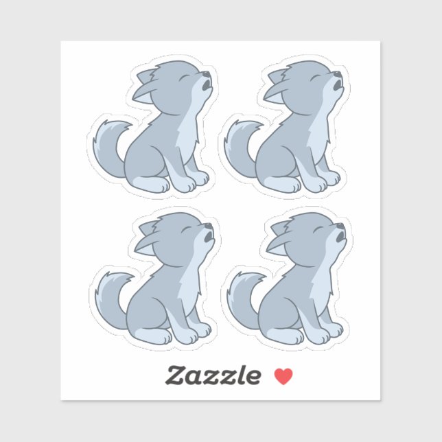 Adesivo Howling Wolf Pup Set of 4 (Folha)