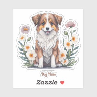 Adesivo Hübscher Collie von Blumen umringt - 