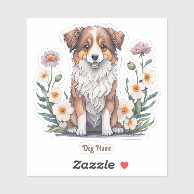 Adesivo Hübscher Collie von Blumen umringt -  (Folha)