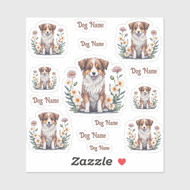Adesivo Hübscher Collie von Blumen umringt - 14 (Folha)