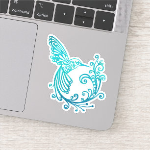 Adesivo Hummingbird Estilizado com Aquarela Azul