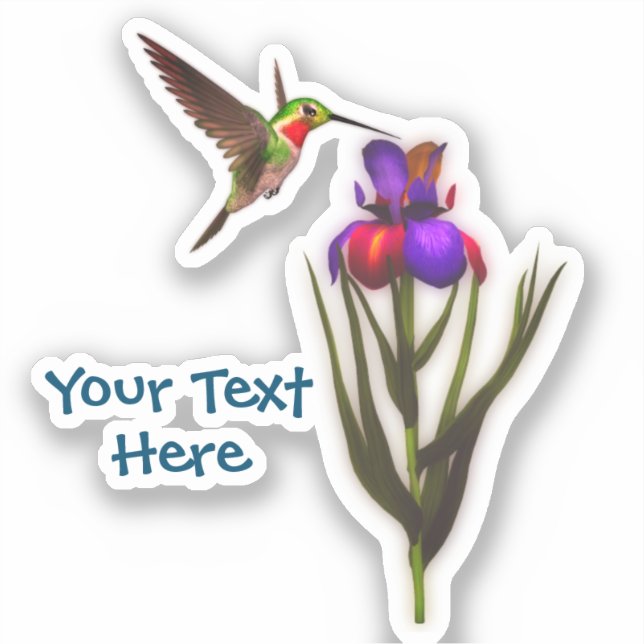 Adesivo Hummingbird Iris Flor Personalizado (Frente)