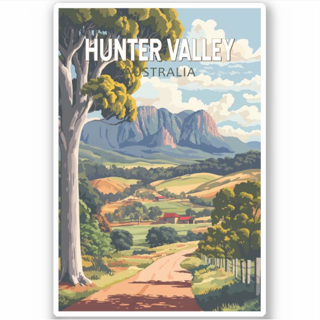 Adesivo Hunter Valley, Viagem Art Vintage, (Frente)