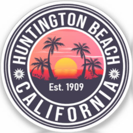 Adesivo Huntington Beach California Retro Sunset Souvenirs